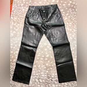 Express Black Faux Leather Straight-Leg Jeans